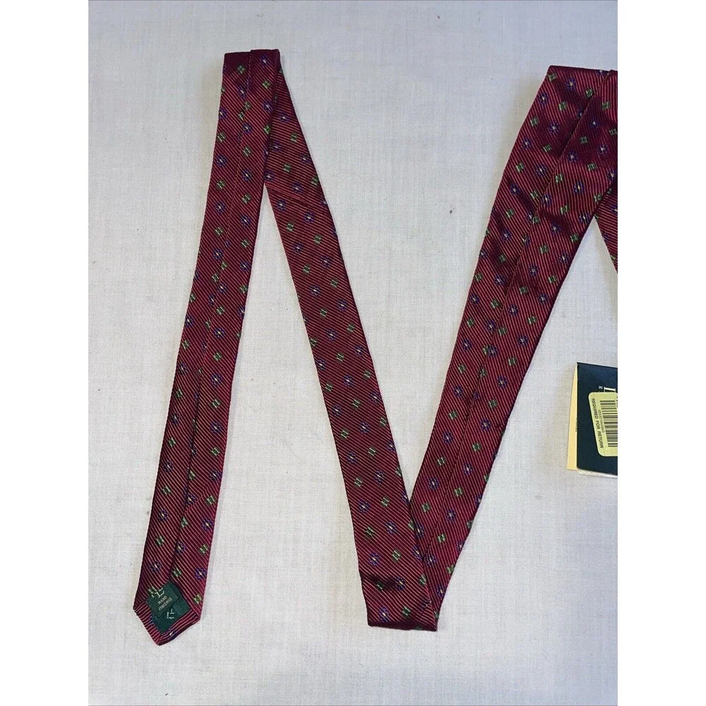 Lauren Ralph Lauren Men’s Dress Tie Size 56” Red Dotted Business Formal City NWT